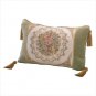 GREEN FLORAL CUSHION/TASSELS