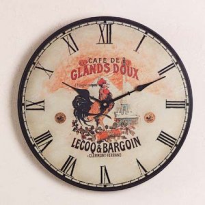 WOOD ROOSTER WALL CLOCK-1