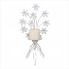 METAL WHITE FLORAL CANDLEHOLDER
