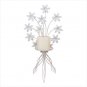 METAL WHITE FLORAL CANDLEHOLDER