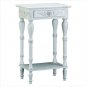 DISTRSS WHITE CARVE SIDE TABLE