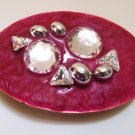 Barrette with Faceted glass and silver look set in epoxy swir