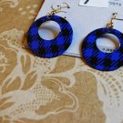 Blue & Black plaid hoops
