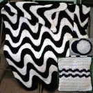 Crochet Pattern e PDF File for 2 Color Exaggerated Ripple Afghan, Pillow & Coasters in 4 sizes