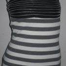 myhub - Vintage Ladies Casual Zip Stripe Tube Top Blouse