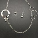 Silver circles necklace and earring set