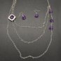Purple and silver necklace & earring set