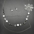 White and silver necklace & earring !!