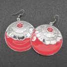 Coral / Pink flower disc earrings