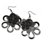 Black flower earrings