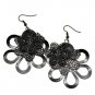 Black flower earrings