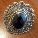 Black & silver swirl oval ring