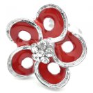 Red & silver flower ring