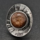 Brown & silver oval ring