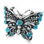 Turquoise and silver butterfly ring