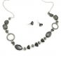 Black and dark silver necklace and earring set