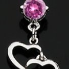 Fancy Navel Double Heart Dangle14 ga 1.6mm Purple