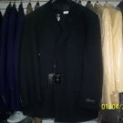Black on black slanted stripe suit with vest