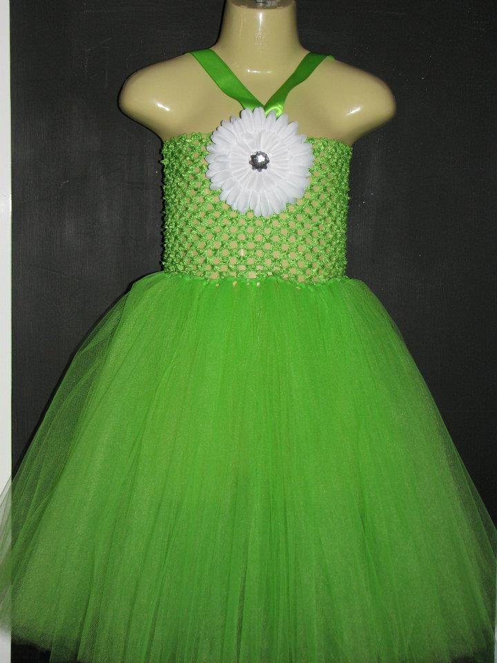 Lime Green baby girls crochet top tutu dress [knee length]