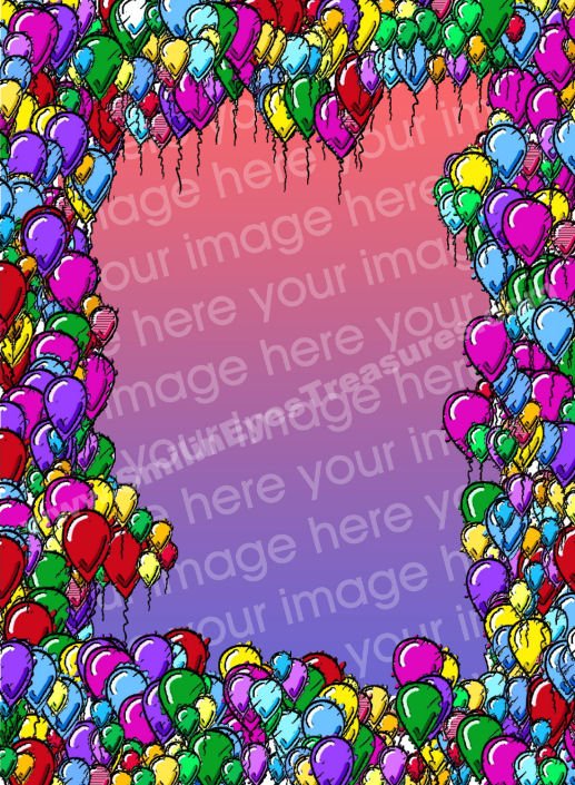 Colorful Balloons Digital File Photo Template Frame 5x7