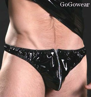 Sexy Shiny VinylLook Front Zipper Thong Underwear(3031) Free Shipping!