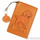 Golden Retriever Handmade Dog Leather Commuter ID Pass Card Holder*VANCA* #26454