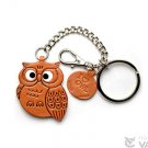 Owl Handmade Leather Animal Ring Charm/Keychain *VANCA*Made in Japan #26051