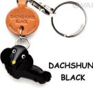 Dachshund Black Handmade Leather Dog Keychain *VANCA* Made in Japan #56724
