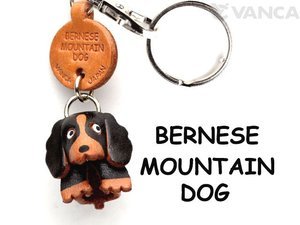 Bernese Mountain Dog Handmade Leather Dog Keychain *VANCA* Made in Japan #56706