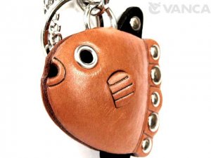 Sun Fish Handmade Leather Animal Keychain Bag Charm *VANCA* Made in Japan #26005