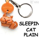 Plain Cat Sleeping Handmade Leather Keychain/Pendant *VANCA* Made in Japan#56414