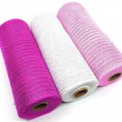 Valentine's Day Decor 10" Wide, 10 Yard Decorative Mesh Rolls (Fuchsia, White, Pink)