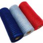 Football Themed 10" Metallic Deco Mesh Rolls (Red, Silver, Navy Blue)