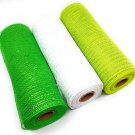 Green Spring Decorative 10" Wide, 10 Yard Deco Metallic Foil Mesh Rolls (White, Green, Light Green)