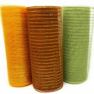 Earth and Sunflower Tones 10" Wide, 10 Yard Decorative Metallic Mesh Rolls  (Gold, Green, Brown)