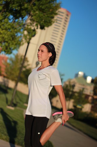 Running Heart Workout V Neck Woman Shirt tee