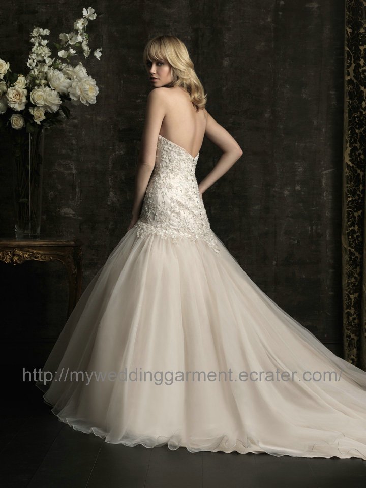 A line Beaded Low Back Wedding Dress A line Beaded Low Back Wedding Dress