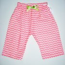 CORAL CHEVRON GRN RIBBON Handmade Infant/Toddler Pants 6-12MO