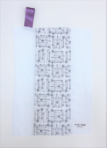 GREY ARROW with PURPLE RIBBON- Handmade Burp Cloth/Cloth Diaper