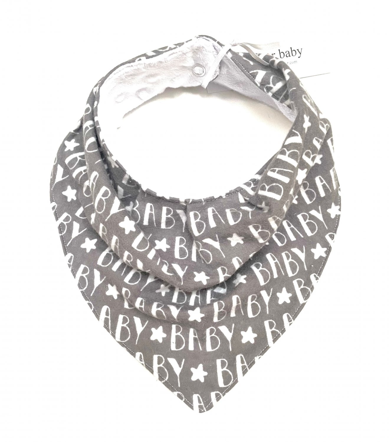 GREY WHITE BABY Handmade Bandana Bib     ONE SIZE