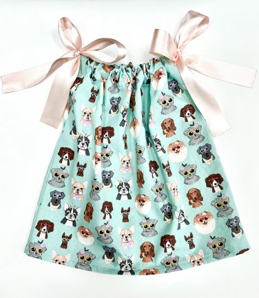 DOG FRIENDS- Handmade Infant/Toddler Dress/BLOUSE   SIZE:12-18MO