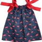 NAVY RED CRAB- Handmade Infant/Toddler Dress/Blouse  SIZE: 6-12MO