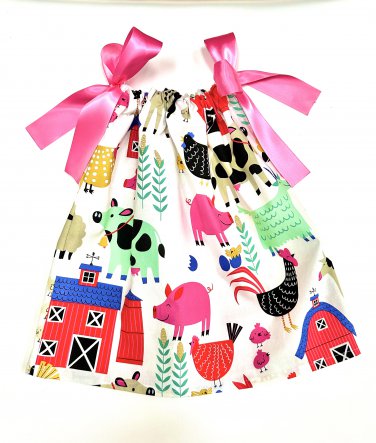 FARM FRIENDS- Handmade Infant/Toddler Dress/Blouse   SIZE: 12-18MO