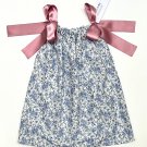 VINTAGE BLUE IVORY- Handmade Infant/Toddler Dress/Blouse    SIZE: 12-18MO