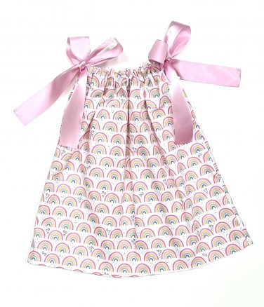 HEART RAINBOW- Handmade Infant/Toddler Dress/Blouse     SIZE: 18-24MO
