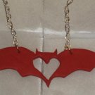 18" Red Glitter Bat Necklace