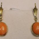 Estate Vintage 14K Gold & Italian Pink Coral Ladies Dangle Earrings