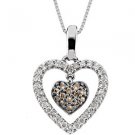 1/4 ct tw Brown & White Diamond Heart Necklace