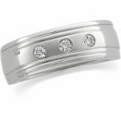 Womens 1/8 CT TW Diamond Duo 14k White Gold Wedding Band