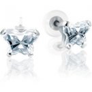 Bfly CZ Birthstone Youth Earrings with Safety Backs